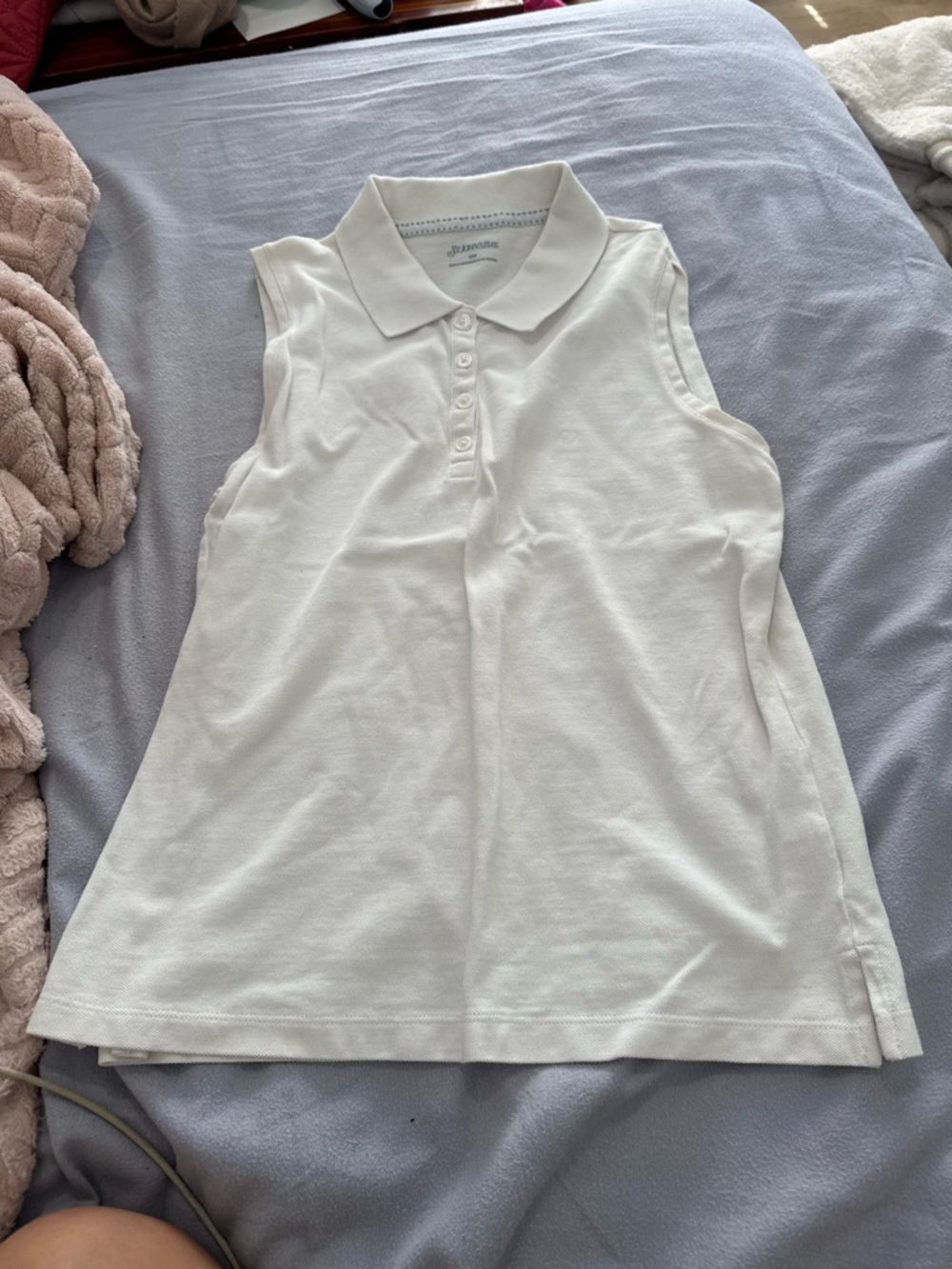 St. John's Bay White Sleeveless Polo Tank Top